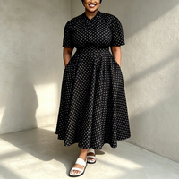 Robe populaire grande taille pour femme, été 2025, à manches courtes, col en V, imprimé pois bohème