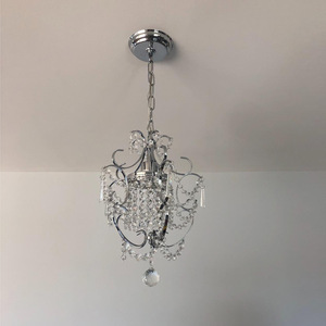 Mini Elegant 1-Light Chrome Industrial Style Crystal Chandelier Wrought Iron Ceiling Light Fixture Dimmable Warm <strong>White</strong> <strong>Hanging</strong> - Product Image 6