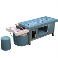 Lit de thérapie capillaire multifonctionnel de luxe avec fonction de massage thaïlandais, lavabo en céramique et chauffe-moxibustion pour salon
