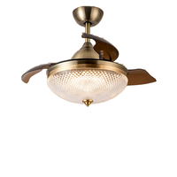 Ventilateur de plafond inférieur à 32 pouces avec lumière LED et pales métalliques, télécommande intelligente, pales rétractables et pliables