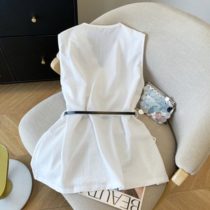 Chemisier blanc femmes col en v <span class=keywords><strong>sans</strong></span> manches mode Blouses décontractées élégante dame bureau <span class=keywords><strong>travail</strong></span> chemises hauts 15922 # - Product Image 4