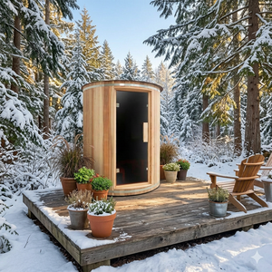 Sauna vertical extérieur moderne en bois massif avec chauffage électrique, pour 3-4 personnes, alimentation par prise, design en cèdre japonais - Product Image 4