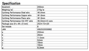 Pince coupante à puissance offset FUJIYA 3000N-200BG, levier excentrique robuste pour fil de piano et câble VA/VVF, fabriqué au Japon - Product Image 4