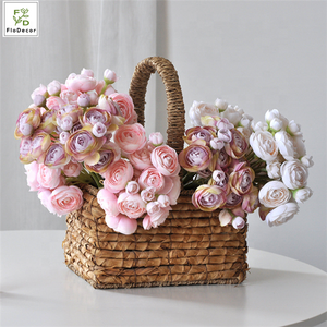 Nuovo arrivo tè artificiale rosa Mini Ranunculus Bouquet fiore tessuto di seta per la decorazione domestica della festa nuziale - Product Image 6