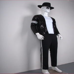 Disfraz <span class=keywords><strong>de</strong></span> <span class=keywords><strong>Michael</strong></span> <span class=keywords><strong>Jackson</strong></span> para Halloween, Discoteca, Bar, Traje <span class=keywords><strong>de</strong></span> Baile <span class=keywords><strong>de</strong></span> Billy King, Disfraz <span class=keywords><strong>de</strong></span> MJ con Sombrero, Guantes, Gafas y Calcetines - Product Image 1