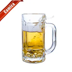 Custom Logo 16oz pint Stein Mug Cup Beer Glass Water Juice Glasses Glassware with Handle for Bar Restaurant