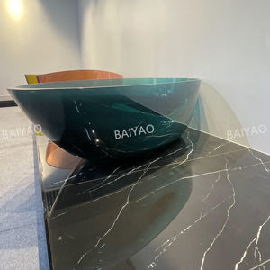 Hot Deal Baignoire en résine transparente de couleur personnalisée Baignoire de trempage moderne en acrylique autoportante pour les maisons élégantes - Product Image 5