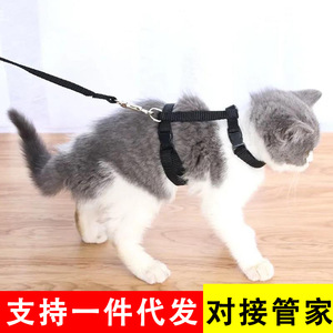 Correa para gatos, arnés de pecho ajustable de nailon para gatos pequeños, para caminar al aire libre, equipo de seguridad antiescape para mascotas - Product Image 3