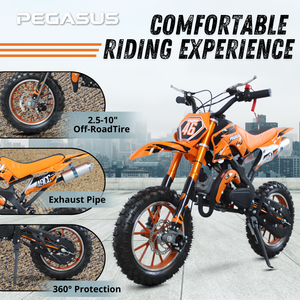 페가수스 미국 창고 포켓 가스 미니 스쿠터 바이크 드롭쉬핑 오토바이 더트 바이크 49cc 오프로드 모터사이클 - Product Image 4