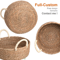 Panier de rangement multifonctionnel en jonc de mer tressé à la main, style nordique, personnalisable et écologique, pour articles divers, origine Chine