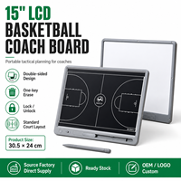 Tableau tactique de basketball LCD double face 15 pouces, tableau d'entraînement électronique réutilisable pour l'entraînement de match de basketball