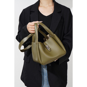 Wholesale Genuine Leather <strong>Basket</strong> Tote Bag Custom Logo <strong>Small</strong> Leather Purse Quiet Luxury Split Leather Bag Minimalist Handbag - Product Image 6