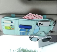 Organisateur de pare-soleil de voiture en cuir PU, pochette de rangement intérieure pour voiture avec