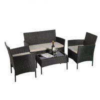 Ensemble de 4 pièces de meubles de patio en gros d'usine, chaise en rotin d'extérieur, canapé et table en osier pour la cour