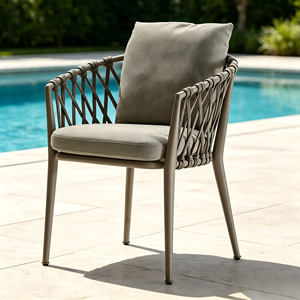 Nordic Rope Rattan aluminum Waterproof Dinning <b>Chair</b> Patio Restaurant Aluminium <b>Stackable</b> Outdoor <b>Dining</b> <b>Chair</b> for Garden hotel - Product Image 5