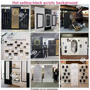 แผงฉากหลังอะคริลิครูปตัว S สีดำแบบมืออาชีพแท่นวางป้ายต้อนรับงานแต่งงานเรียบสำหรับงานเลี้ยงวันเกิดตกแต่งงานอีเว้นท์ - Product Image 5