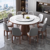 Moderne einfache runde Massivholz Esstisch Stuhl Set High-End Rock Plate Plattenspieler montiert Wohn möbel