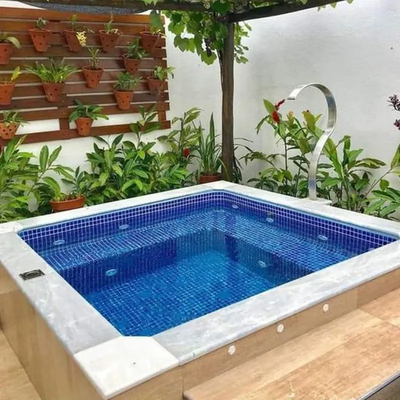 mini size 3m 4m fiberglass inground piscina shell spa plunge pool outdoor tiles mosaic swimming pool jacuzzing spa hot tub