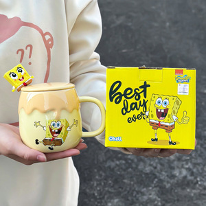Taza de Dibujos Animados de Bob Esponja y Patricio Estrella, Taza de Porcelana de Alta Calidad para Parejas con Tapa y Cuchara, Taza para Agua - Product Image 6