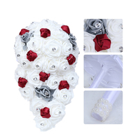 2024 personnaliser couleur cascade goutte d'eau cristal ruban Rose fleur multicolore mariée Bouquet mariage fleurs pour accessoires