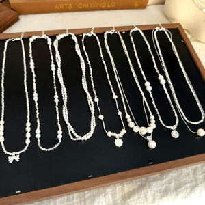 Collier en argent sterling 925 avec pendentif en perle, collier simple plaqué or 18 carats pour femmes, bijoux cadeaux - Product Image 1