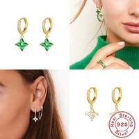 Glowluxe Schicke Hypoallergene Trendige Hochzeitsparty Vergoldete 925 Sterling Silber Blumen Zirkon Tropfen-Ohrringe