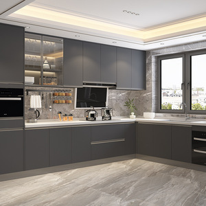 Mueble de Cocina Moderno con Encimera Integrada de Cuarzo, Gabinete de Cocina con Contrapiso de Madera Contrachapada y Grifo - Product Image 3
