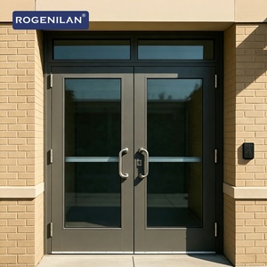 Portes battantes commerciales personnalisables Rogenilan, fabriquées en Chine, résistantes aux impacts des ouragans, pour les devantures <span class=keywords><strong>de</strong></span> magasins - Product Image 1