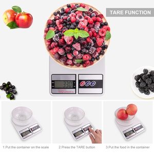 Balance de cuisine numérique 10 kg, balance de cuisine électronique portable avec fonction Tara pour la maison et le bureau - Product Image 6