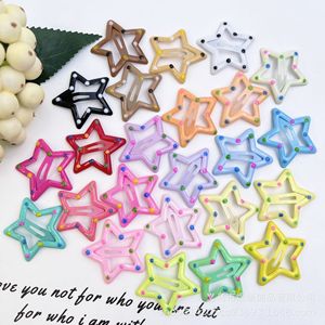 Pince à <span class=keywords><strong>cheveux</strong></span> étoile à cinq branches en métal couleur bonbon effet goutte d'huile pour enfants, style japonais et coréen, pince BB mignonne stimulant la dopamine pour les mèches rebelles - Product Image 2