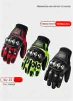 Gants de moto tout-terrain, de course sur route et de motocross, avec protection rigide des phalanges, en microfibre résistante aux chocs, antidérapants, à doigts entiers