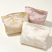 Trousse de Maquillage en Toile Rose à Motifs Floraux pour Femme, Grande Capacité, Sac de Voyage, Pochette de Rangement, Fermeture Éclair pour Rouge à Lèvres