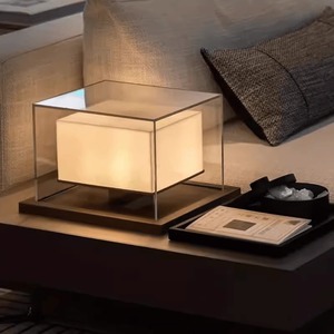 Table Lamp Square Glass Design Led Light Source E27 Bulb Base Switch Control Home <b>Decor</b> <b>Lighting</b> Fixture - Product Image 1