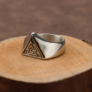 Retro Stainless Steel Men's <b>Ring</b> With Viking Triangle Symbol Geometric Design Gift Jewelry - Product Image 3