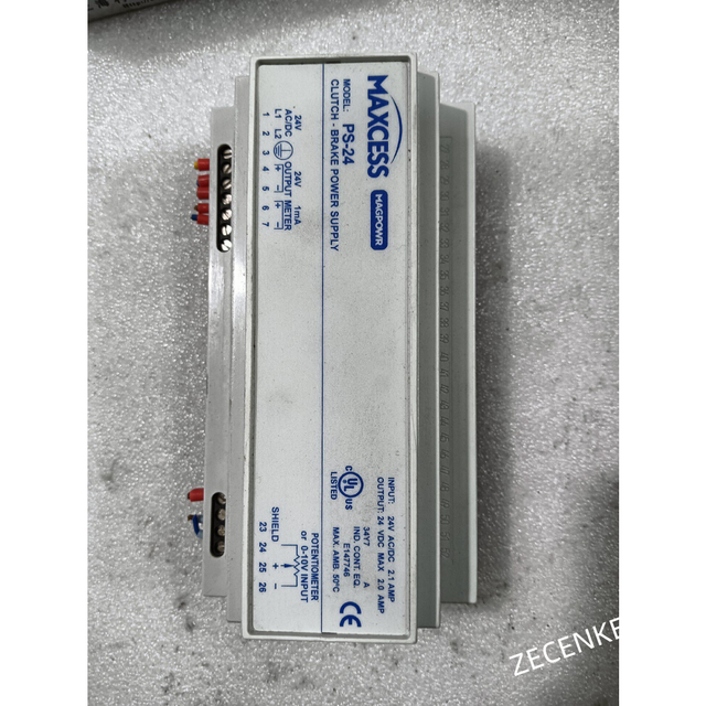 MAGPOWR MAXCESS CLUTCH BRAKE-POWER SUPPLY PS-24 IN: 24AC/DC 2.1A OUT: 24VDC 2.0A Used