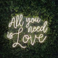 Enseigne néon personnalisée « All You Need Is Love » – Enseigne LED néon haute luminosité pour demande en mariage, fête, fuite en couple, décoration de toile de fond de mariage