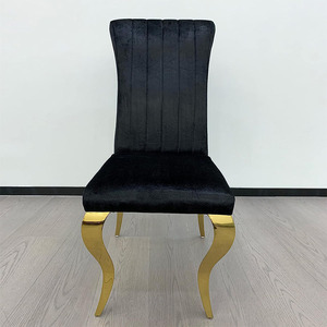 เก้าอี้สีดำสำหรับโต๊ะอาหารทันสมัยห้องรับประทานอาหารเก้าอี้กำมะหยี่ - Product Image 2