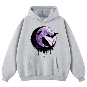 Sudadera Extra Grande de Algodón Gris Claro con Estampado de Elementos del Esoterismo Occidental, Diseño de Cartas del Tarot, Símbolo Astrológico, Místico - Product Image 2