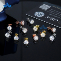 Quantité minimale de commande 1 clients qui reviennent bijoux de mode papillon serrure 925 argent plaqué or 6.5mm 1CT Moissanite Halo boucles d'oreilles pour les femmes