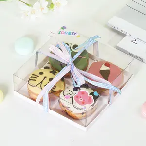 Venta al por mayor portátil Blanco marrón Cupcake Snack panadería pastel embalaje transparente Donuts caja con ventana