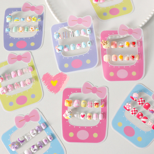 Lot de 12 <span class=keywords><strong>faux</strong></span> ongles pour enfants, en ABS, 3D, dessin animé, détachables, réutilisables, pré-dessinés, pour filles, à presser - Product Image 4