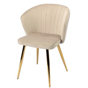 Nuovo Modello di Sedie da Pranzo Beige, Poltrone di Design di Lusso, Sedia da Pranzo in Velluto di Lusso con <span class=keywords><strong>Gambe</strong></span> Dorate - Product Image 1