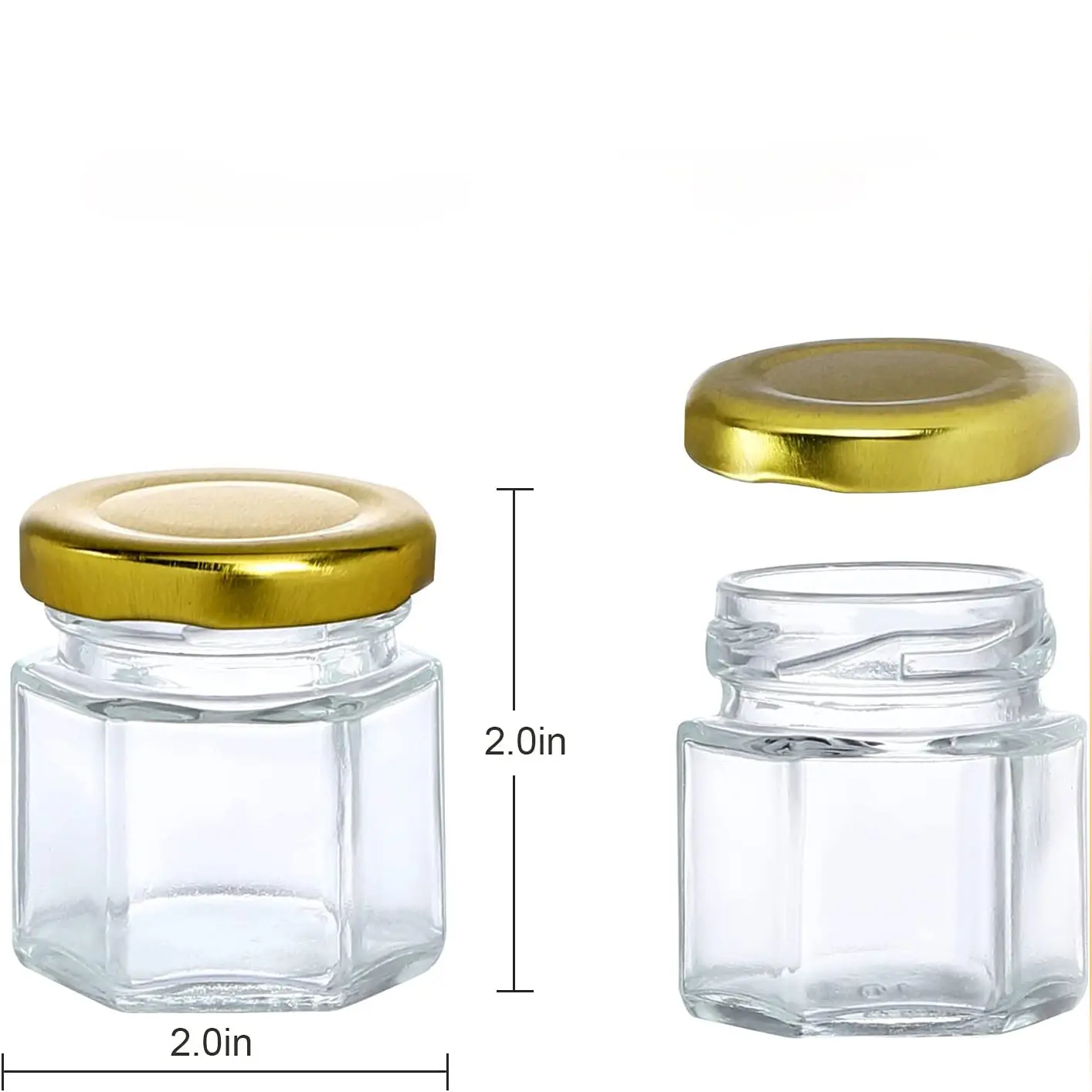 Venta caliente 45ml 85ml 100mL 180ml 280ml 380Ml 500ml 730ml Hexagonal Honey Jam Pickle Glass Jar