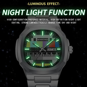 Reloj Binbond 1984 con Diseño de Esfera de Color Nostálgico, Reloj Analógico de Cuarzo Redondo de Negocios para Hombre, de Alta Gama, Resistente al Agua, Luminoso, con Fecha - Product Image 5