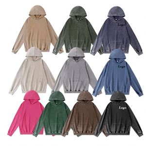Sweat-shirts à capuche surdimensionnés vintage en coton 100% 300 g/m² pour streetwear, personnalisables avec logo, effet délavé à l'acide, vente en gros - Product Image 1