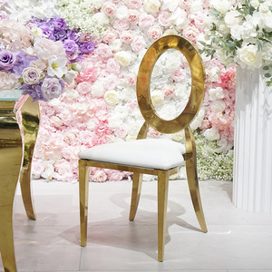 Modernas Sillas de Acero Inoxidable Apilables para Hotel con Respaldo Ovalado, Muebles para Eventos <span class=keywords><strong>y</strong></span> Comedor para Salones, <span class=keywords><strong>Banquetes</strong></span>, <span class=keywords><strong>Bodas</strong></span> <span class=keywords><strong>y</strong></span> Bares - Product Image 2