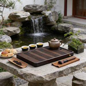 Juegos de té al por mayor, mesitas de té pequeñas para el hogar, bandejas de té con drenaje, bandejas de bambú para té, pequeñas bandejas de drenaje, juegos de té Kung Fu - Product Image 3