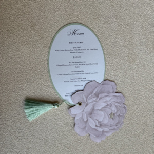 Customized Die Cut Shaped Wedding Card Set Tassel Invitation RSVP Menu Included Personalized Vintage Letterpress <b>Printed</b> <b>Paper</b> - Product Image 3