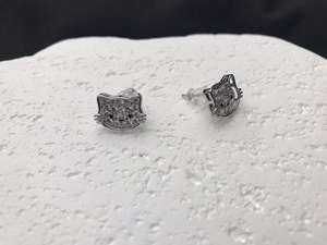 أقراط قطة جديدة مطلية بالذهب مثلجة قرط قطة لطيفة كرتون On CZ أقراط كيتي صغيرة للفتيات - Product Image 6