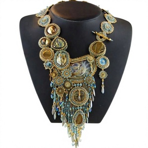 Nuevo Collar Gargantilla Boho con Cuentas de Vidrio Hechas a Mano, Bordado Moderno Vintage con Flores, Regalo de Aniversario de Bodas para Mujer - Product Image 1